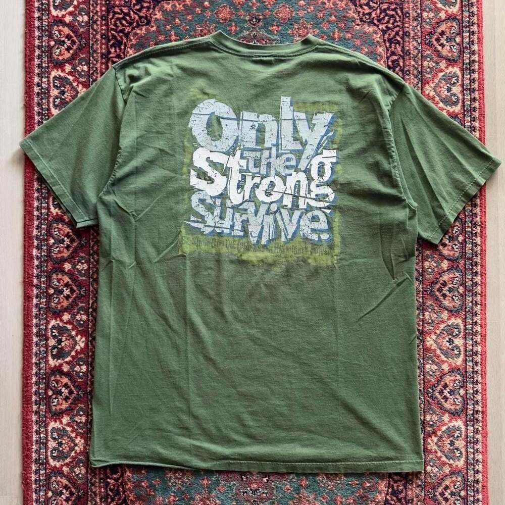 Tultex Only the Strong Survive Stand Strong Christian Graphic T-Shirt Green 2XL